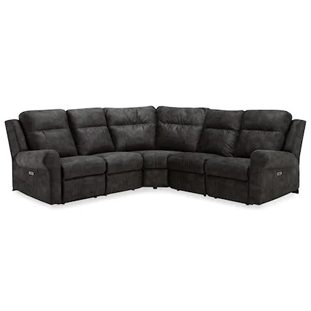 Casual 5-Piece Power Reclining Sectional with Power Headrests